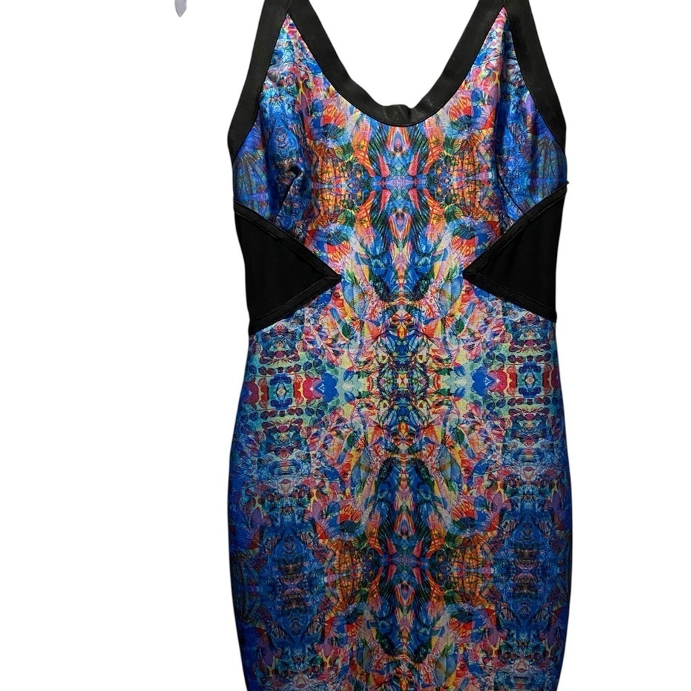 Forever 21 Blue and Orange Sheath Dress V-neck Cocktail